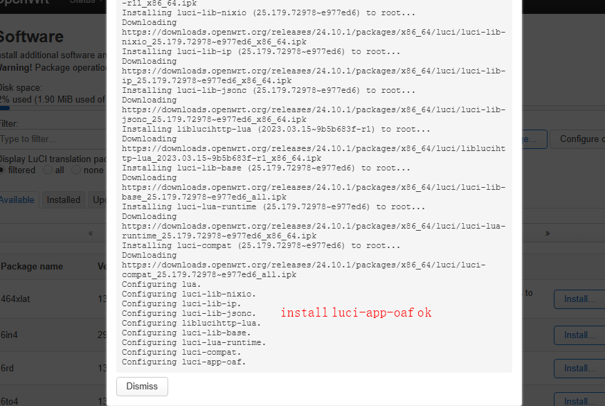 luci-app-oaf installed